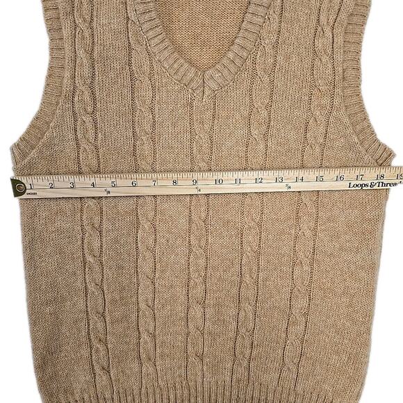 Vtg McGregor Mens Wool Cable-knit Sweater Vest Sz L Tan Preppy Academia Classic - Picture 5 of 8
